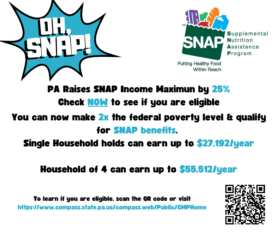 Increase In PA SNAP Benefits Bucks County Opportunity Council